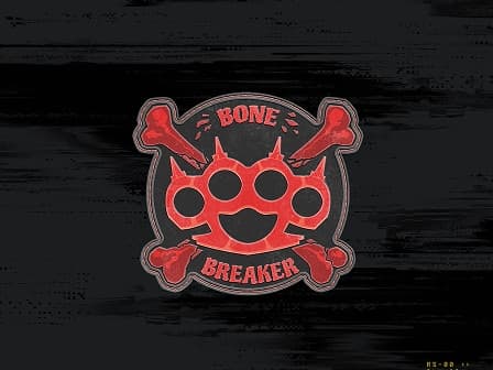 Bone Breaker patch red brass knuckles and crossbones emblem